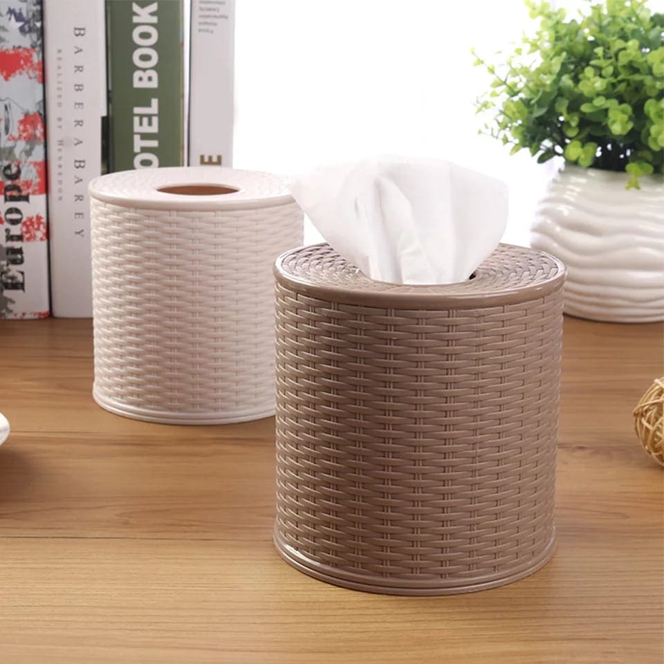 Round Container For Tissue, Living Room Bedroom Napkin Holder, Home Toilet Paper Storage Container, Dustproof Hotel Decorative Tissue Box Round Container For Tissue, Living Room Bedroom Napkin Holder, Home Toilet Paper Storage Container, Dustproof Hotel Decorative Tissue Box